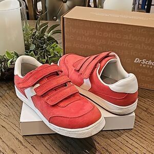 Dr Scholls size 7 red and white sneakers Velcro